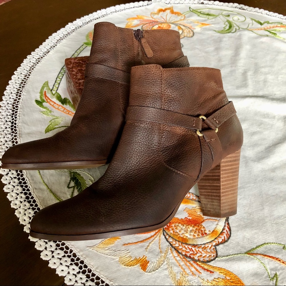 Cole Haan Calista Leather Ankle Boots. Harness Strap.Chocolate Brown. Size 10 - Picture 5 of 12